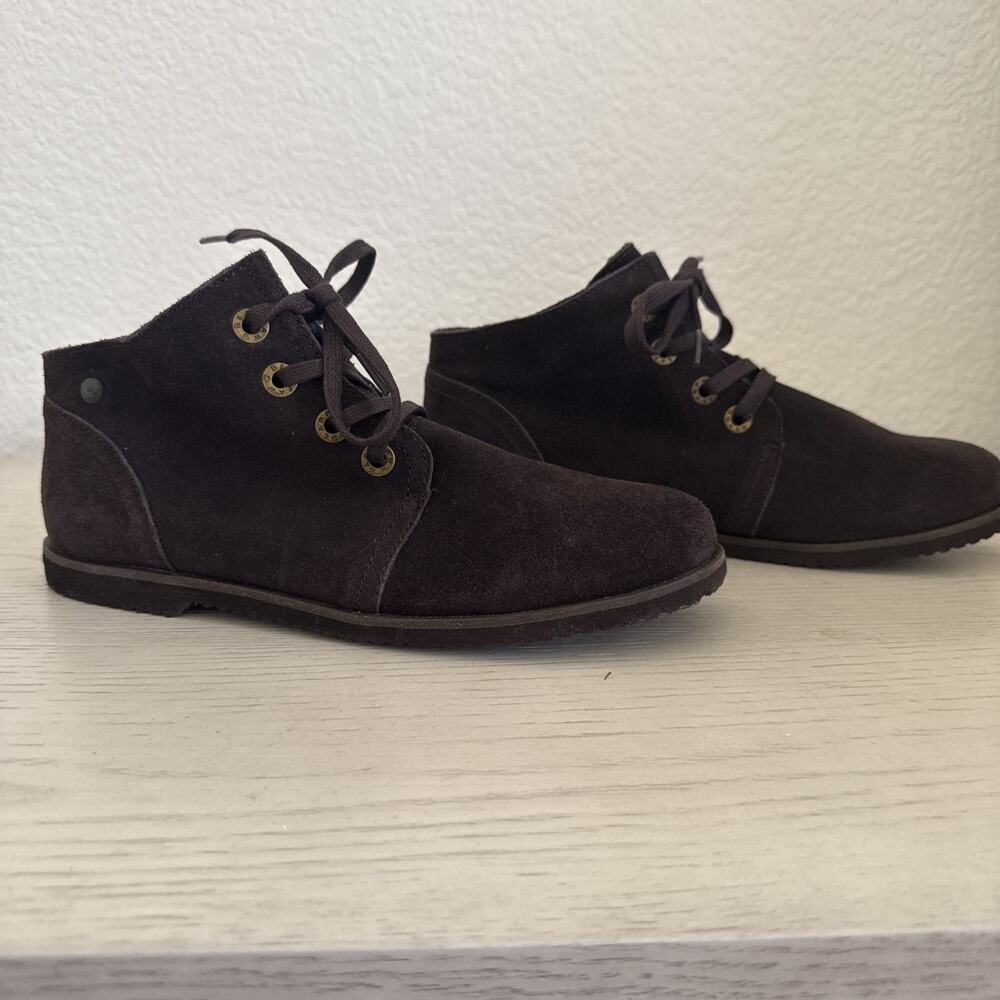 NEW Bearpaw Skye Chukka Boots Womens 8 Black Suede Wool Lined Lace Up NWOT